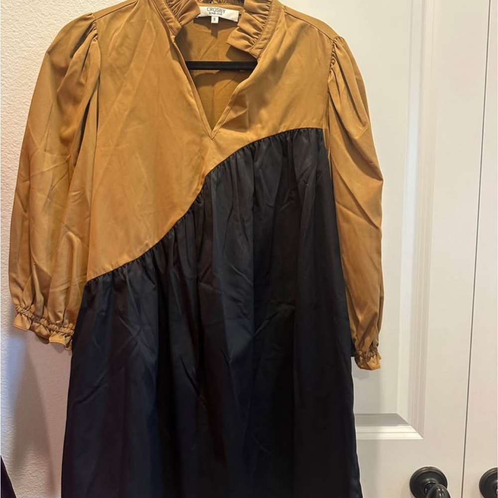 CROSBY by Mollie Burch Two-Tone Mustard and Black Dress